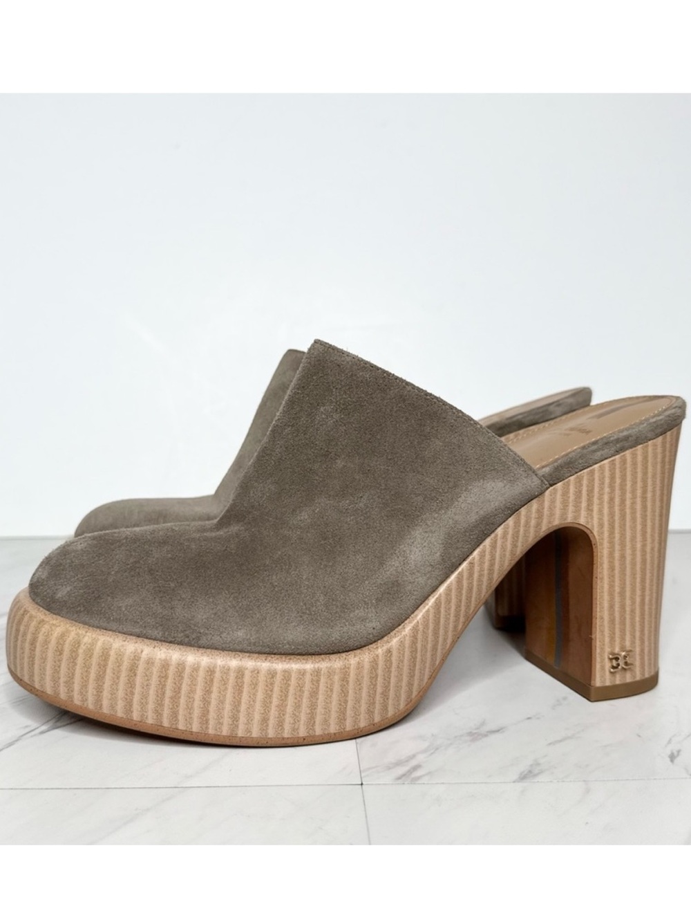 Sam Edelman Shiloh Gray Suede Heeled Mule 9 1/2 M